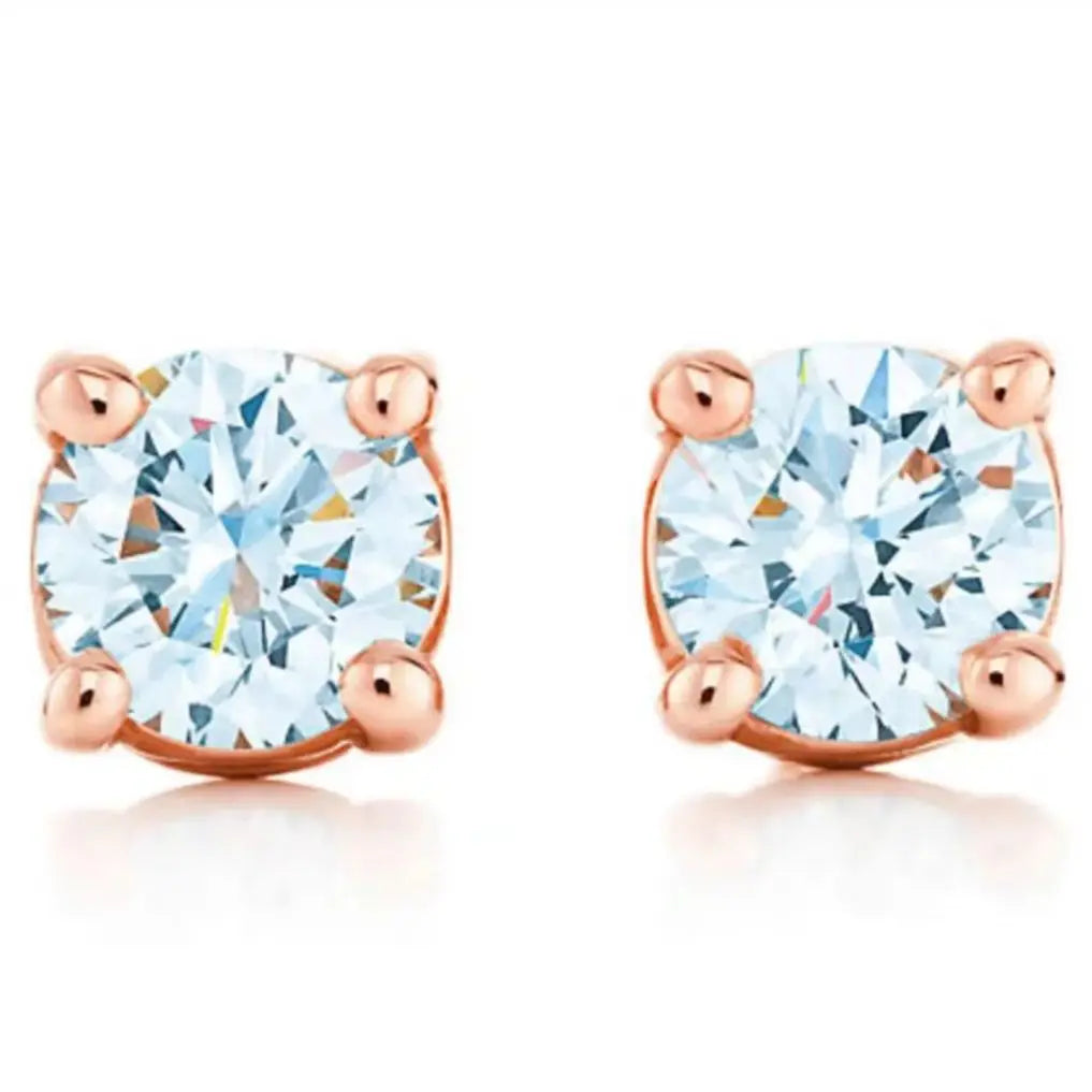 Earrings 14K White Rose Gold 0.5ct Lab Diamond Female's