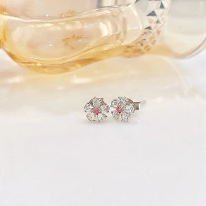 Earrings 18K White Gold 0.28ct Pink Diamonds Stud Female's Fine