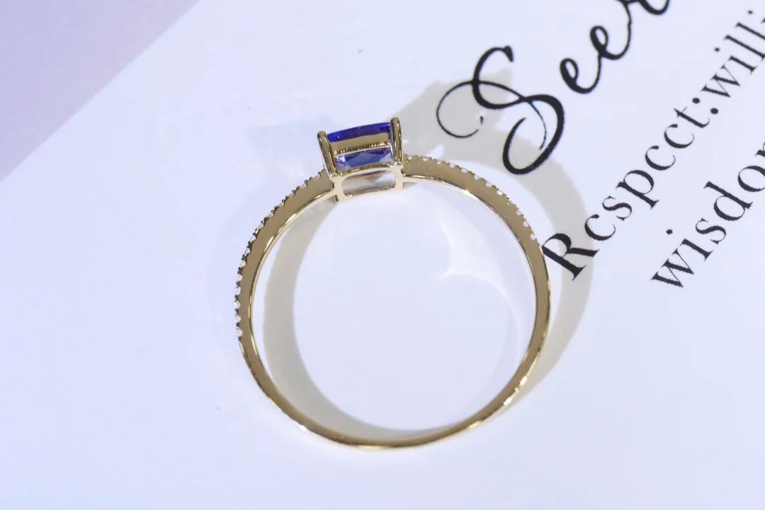 Ring 18K Gold 0.68ct Cornflower Blue Sapphire Gemstones Diamonds Female's