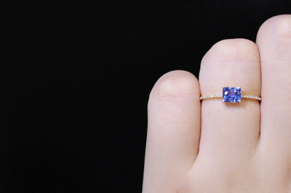 Ring 18K Gold 0.68ct Cornflower Blue Sapphire Gemstones Diamonds Female's