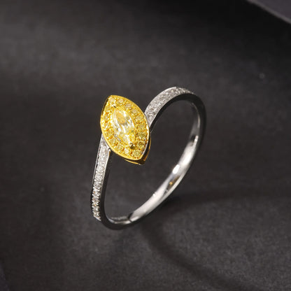 Ring 18K Gold 0.08ct Yellow Diamond Female's Wedding Engagement