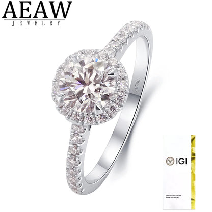 Ring 14K Gold 1ct Lab Diamond Halo Engagement Female's