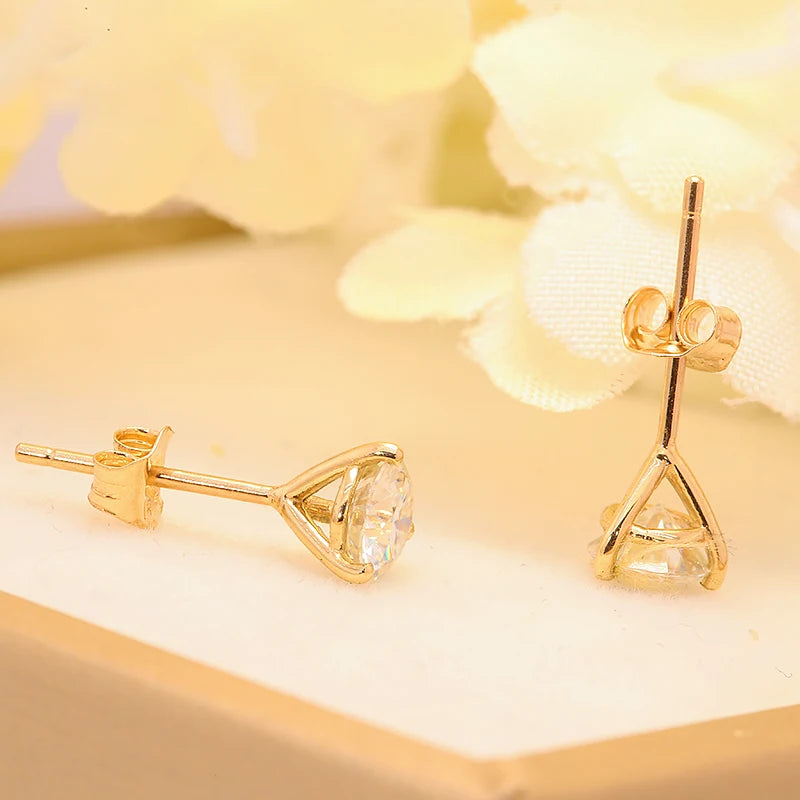 Earrings 14k Yellow Gold 0.5ct 1ctw D Color Lab Grown Diamond Wedding Jewelry Push Back