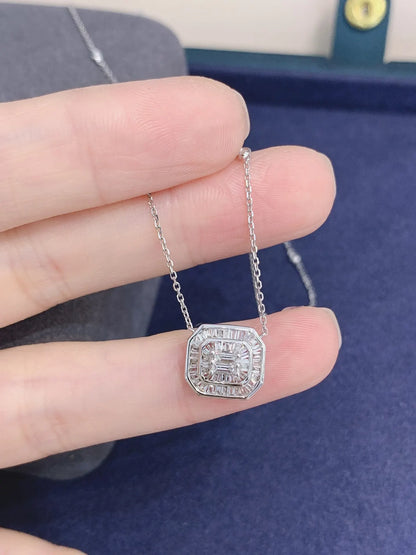 Necklace 18K White Gold 0.53ct White Diamonds Female's Fine Jewelry