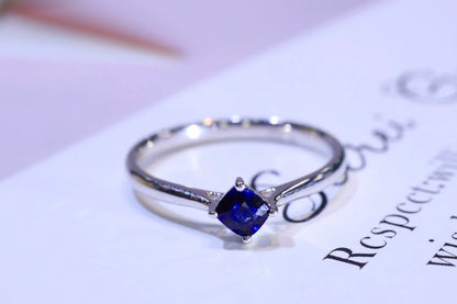 Ring 18K Gold 0.38ct Royal Blue Sapphire Gemstones Diamonds Female's