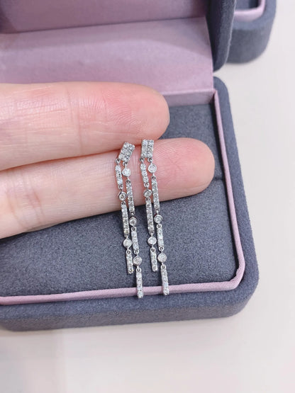 Earrings 18K White Gold 0.58ct White Diamonds Drop Female's