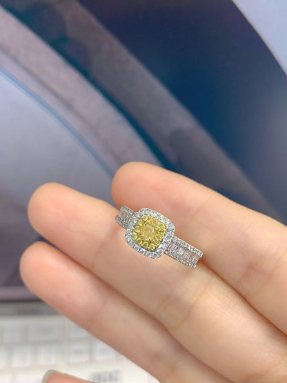 Ring 18K Gold 0.15ct Yellow Diamonds for Female's Women