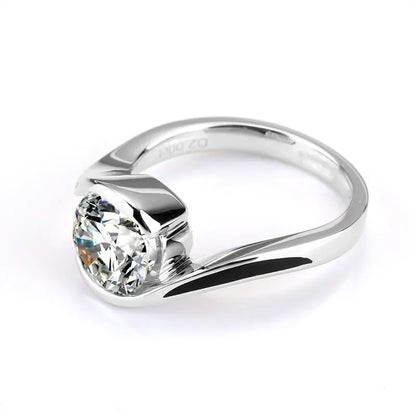 Ring 18K Gold 1.12CT Lab Diamond D VVS2 Round Stone Solid for Women