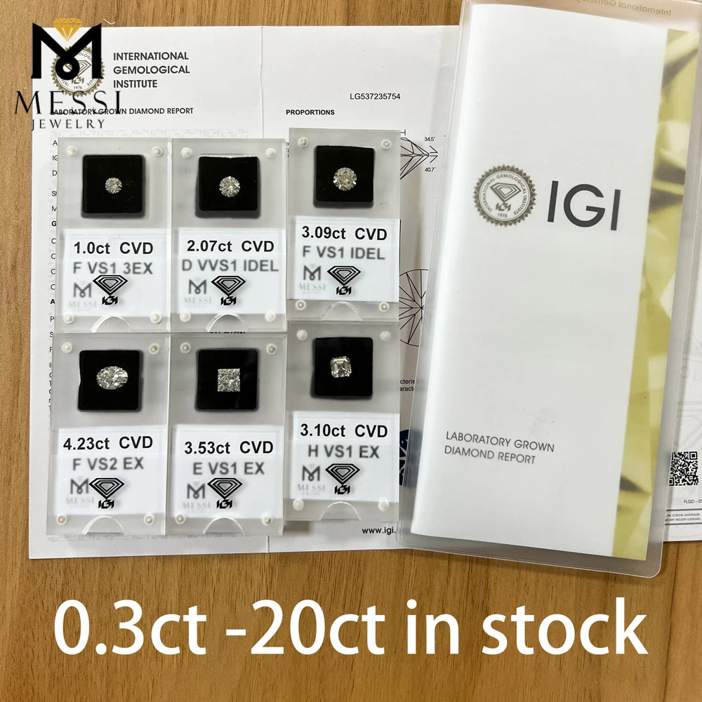 3ct 2ct 1.5ct 1ct Lab Grown Diamonds with IGI certificate Manufacturer Loose Diamond Stone