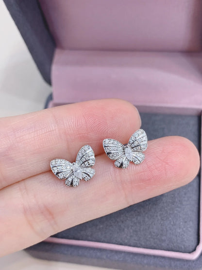 Earrings 18K White Gold 0.36ct White Diamonds Drop Female's Fine