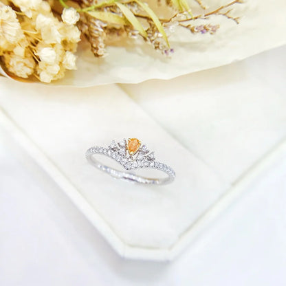 Ring 18K Gold 0.07ct Yellow Diamond Wedding Engagement Female Gift