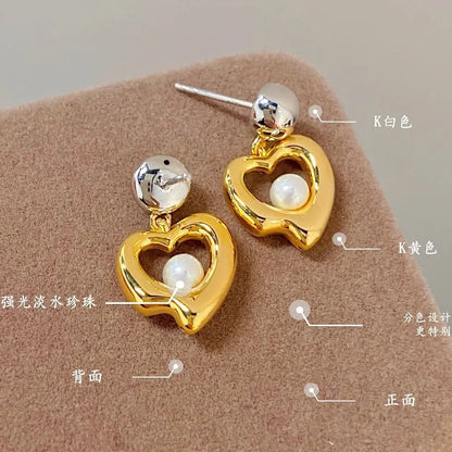 Earrings 18K Yellow Gold Chic Simple Stud Female's Fine Gift