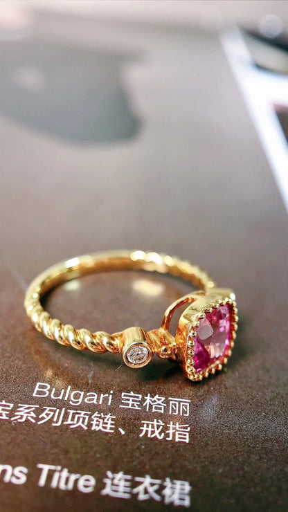 Ring 18K Gold 0.98ct Pink Sapphire Gemstone Diamonds Female