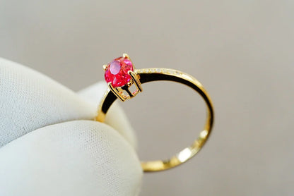 Ring 18K Rose Gold AU750 0.75ct Pink Tourmaline Gemstones Diamonds Female Fine Jewelry