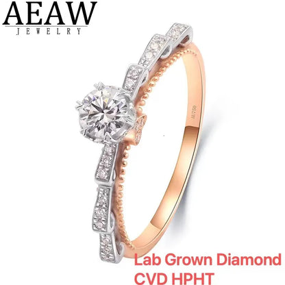 Ring 14K Two Tone Gold 0.5ct DEF VS Lab Diamond Female's