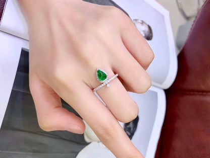 Ring 18K Gold 0.8ct Swat Vivid Green Emerald Gemstones Diamonds Female's