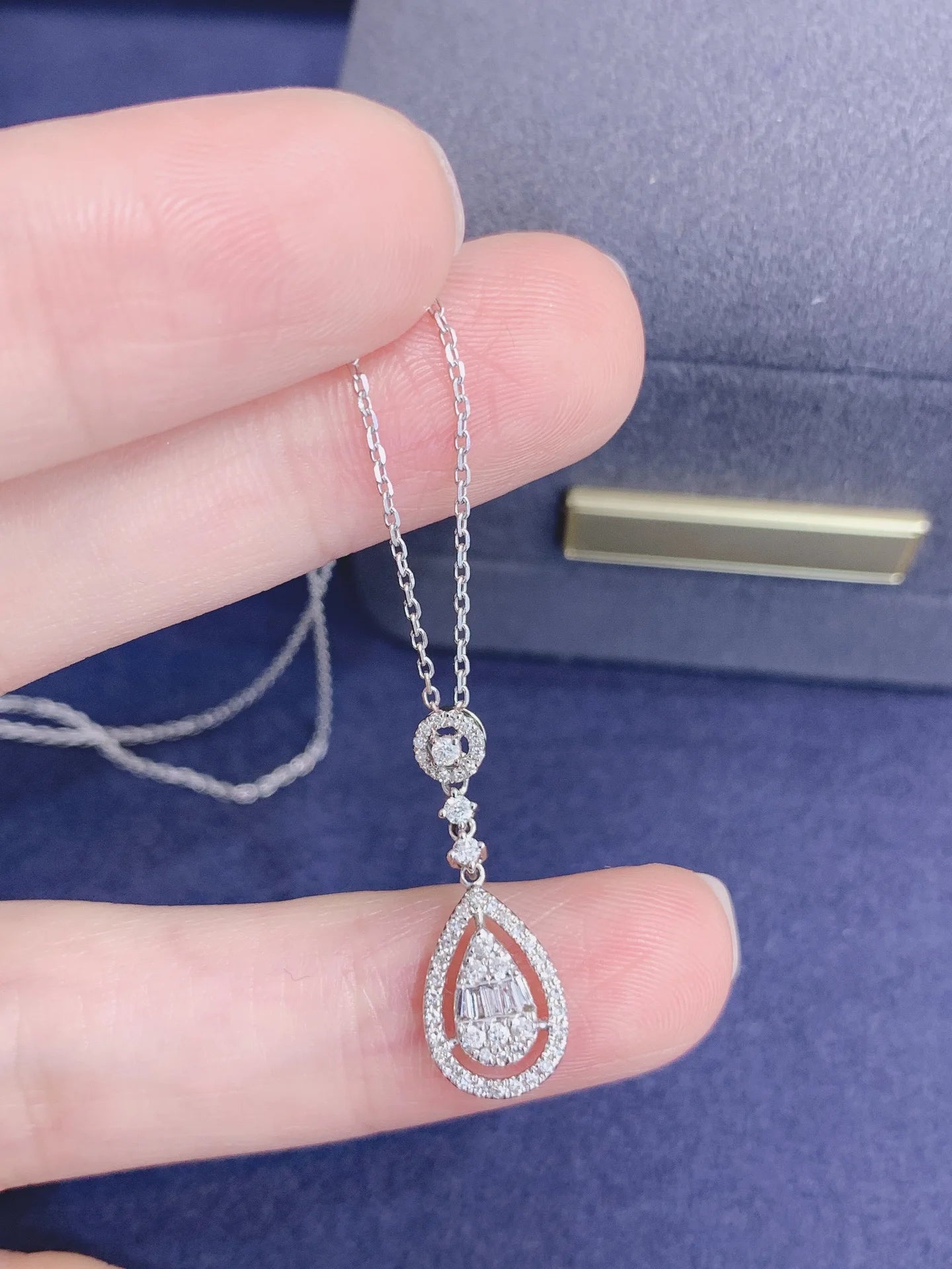 Necklace 18K White Gold 0.25ct White Diamonds Pendant Female's