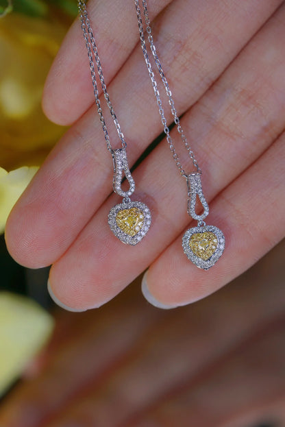 Necklace 18K Gold 0.25ct Yellow Diamonds Pendants Female's