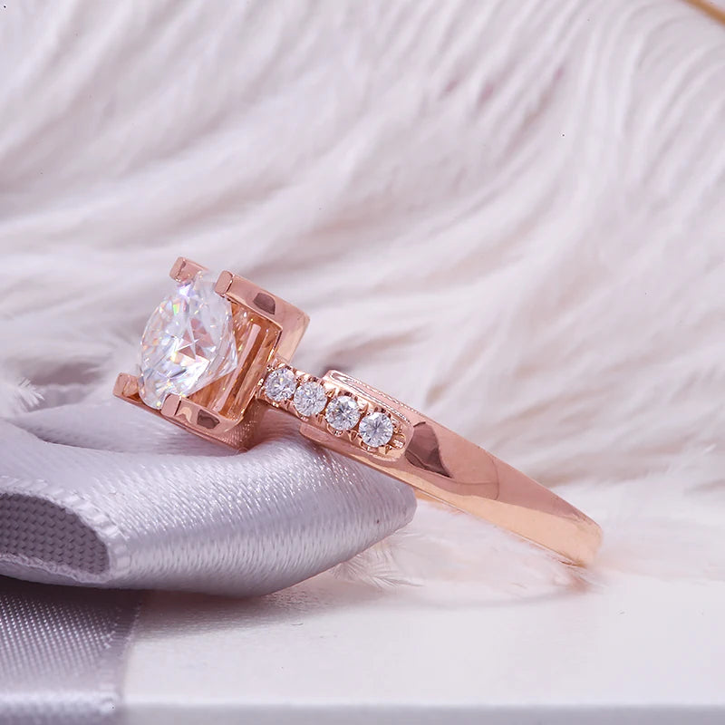 Ring 14k Rose Gold 1.0ct Round Cut Lab Grown Diamond Engagement Jewelry DEF Color