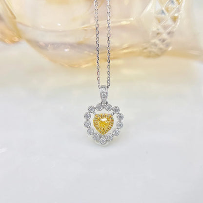 Necklace 18K Gold 0.13ct Yellow Diamonds Pendants Female's