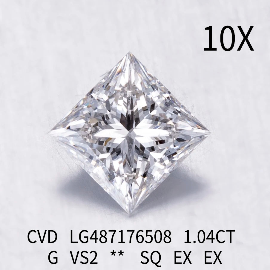 1ct 1.5ct 2ct Lab Grown Diamonds Princess Cut IGI HPHT CVD