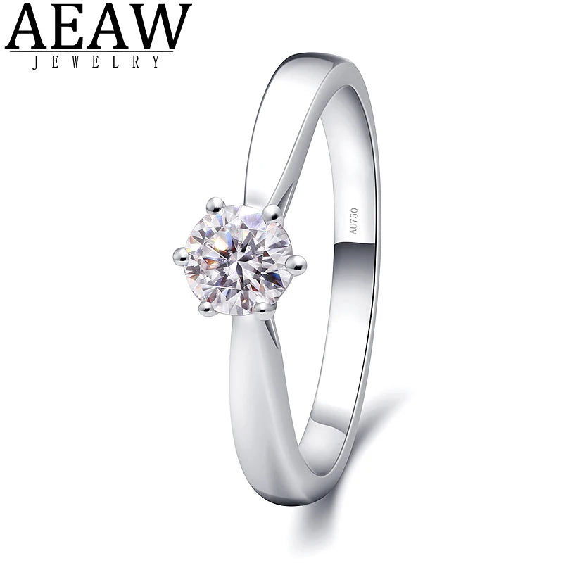 Ring 14K White Gold 0.3ct DE Lab Diamond 6-Prong Female's