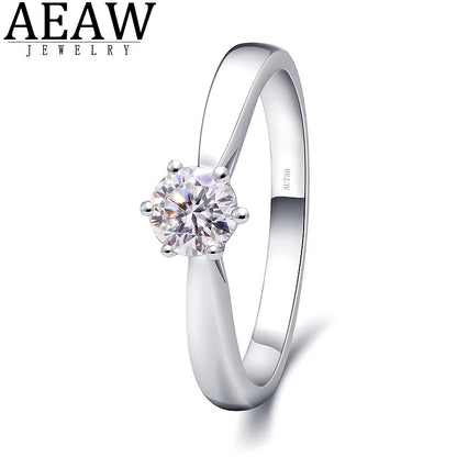 Ring 14K White Gold 0.3ct DE Lab Diamond 6-Prong Female's