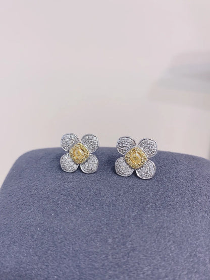 Earrings 18K Gold 0.26ct Yellow Diamonds Drop Female's Fine