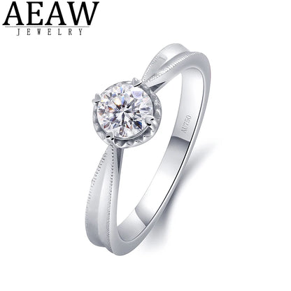 Ring 14K White Gold 0.5ct 1ct D Lab Diamond Female's