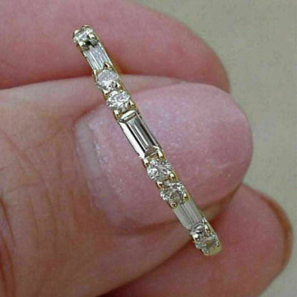 Ring 14K Yellow Gold 0.75ct Baguette Lab Diamond Female's