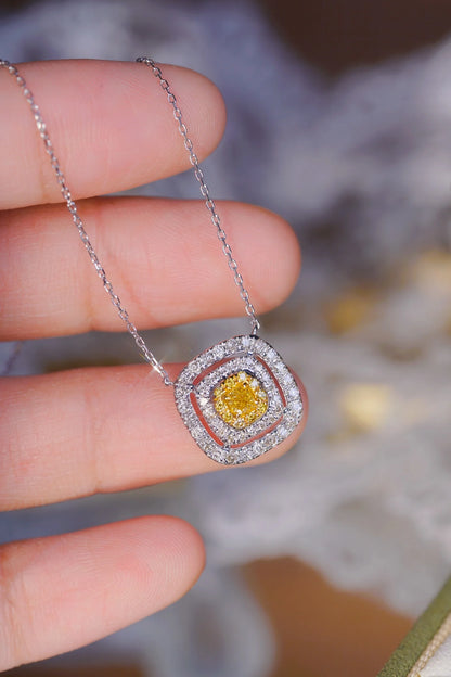 Necklace 18K Gold 0.12ct Yellow Diamonds Pendants Female's