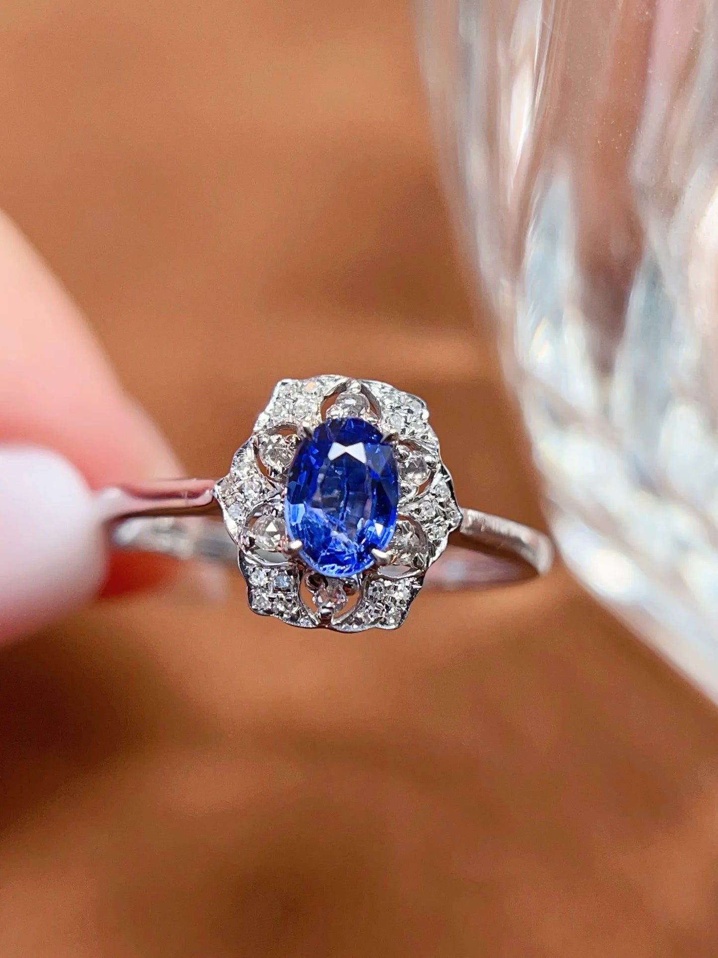 Ring 18K Gold 0.5ct Cornflower Blue Sapphire Gemstones Diamonds Female's