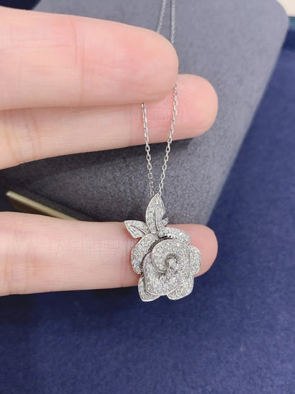 Necklace 18K White Gold 0.73ct White Diamonds Pendant Female's