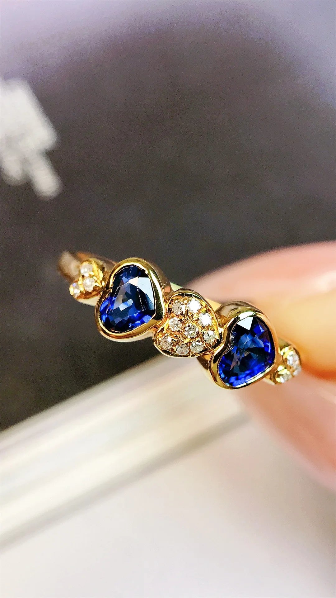 Ring 18K Gold 0.65ct Natural Blue Sapphire Gemstones Jewelry For Women