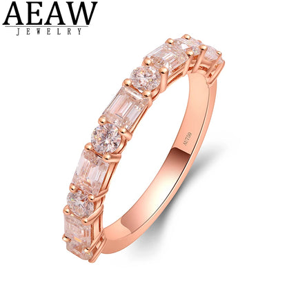 Band 14K Rose Gold 1.2ct DEF Lab Diamond Round/Baguette Female's