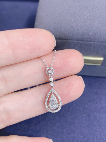 Necklace 18K White Gold 0.25ct White Diamonds Pendant Female's