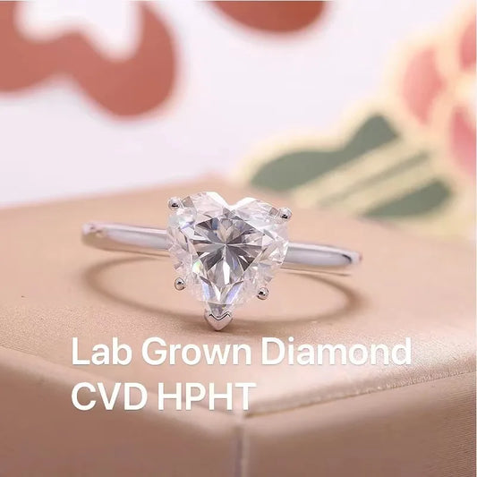 Ring 14K White Gold 1ct DE Heart VS1 Lab Diamond Female