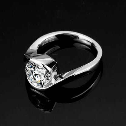 Ring 18K Gold 1.12CT Lab Diamond D VVS2 Round Stone Solid for Women