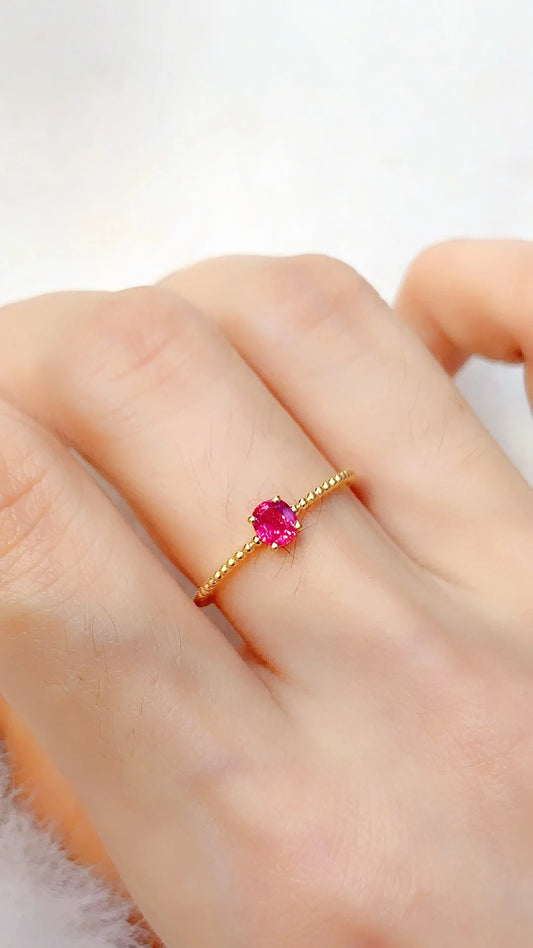 Ring 18K Gold 0.26ct Red Ruby Diamonds Female's Anniversary