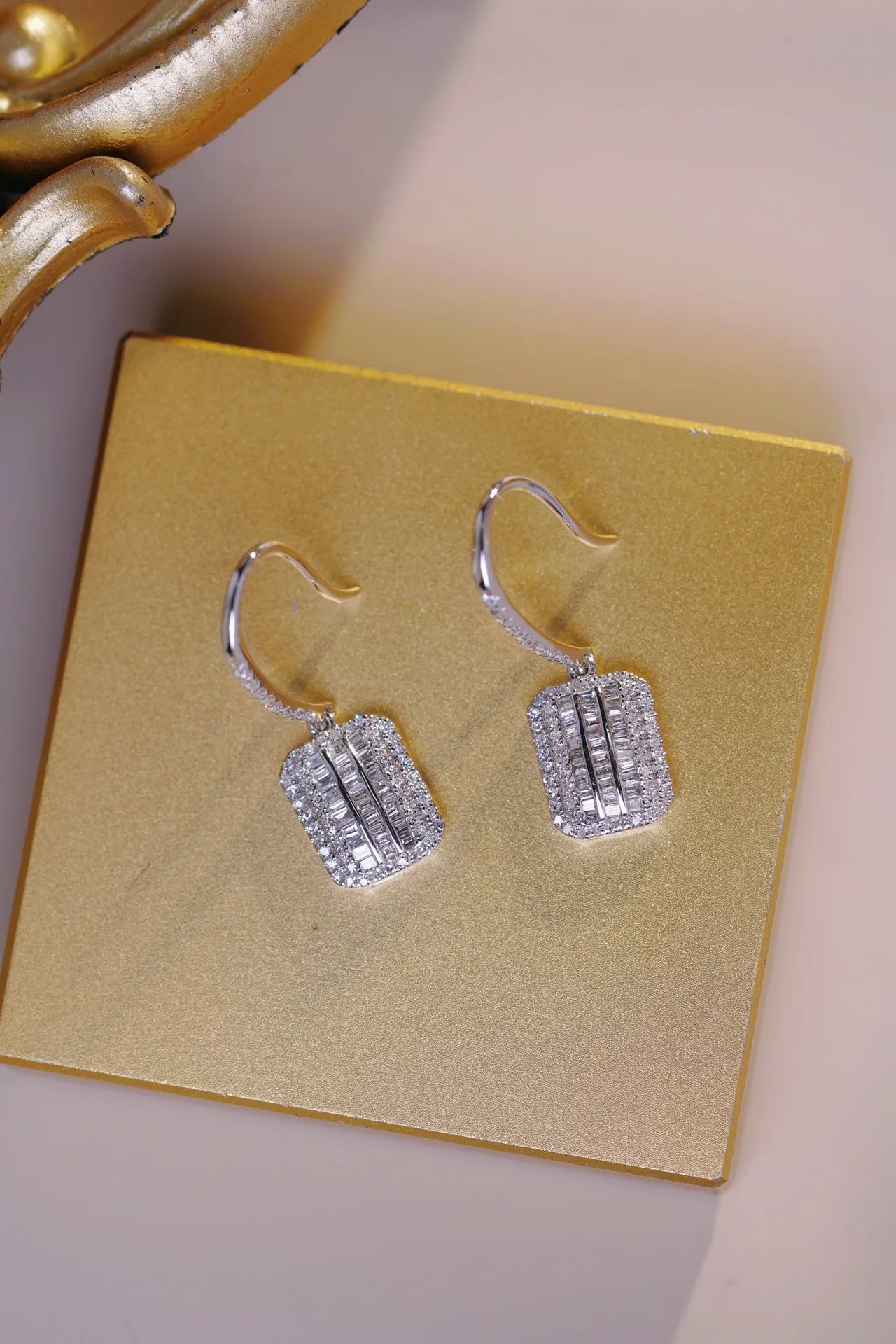 Earrings 18K White Gold 0.50ct White Diamonds Drop Female's Fine