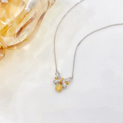 Necklace 18K Gold 0.10ct Yellow Diamonds Pendant Female's