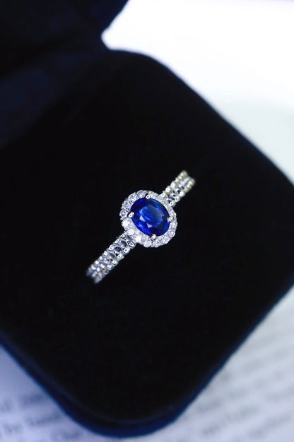 Ring 18K Gold 0.51ct Royal Blue Sapphire Diamonds Female's