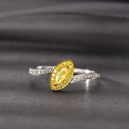 Ring 18K Gold 0.08ct Yellow Diamond Female's Wedding Engagement