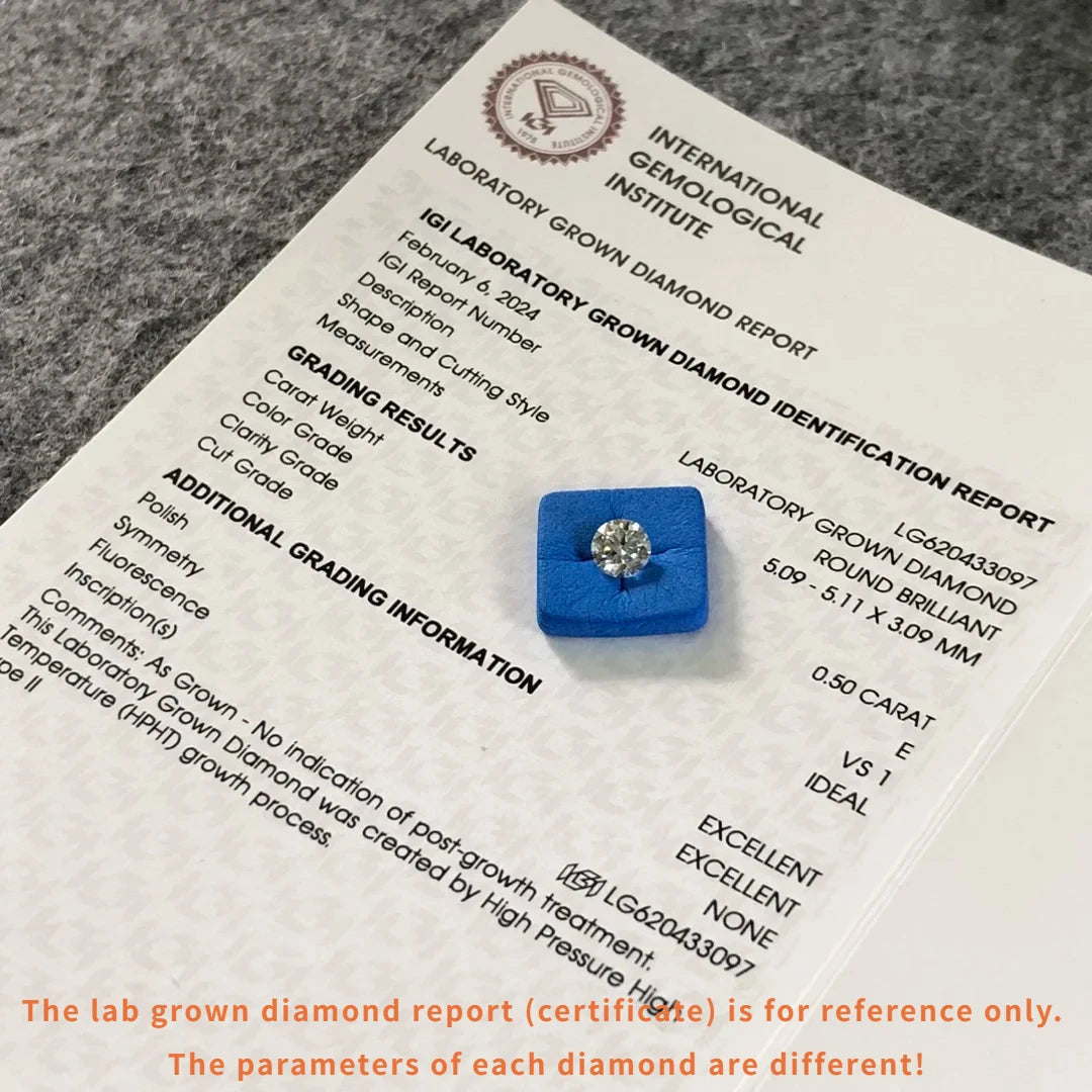 0.3ct 0.5ct Lab Grown Diamond Round Brilliant CVD HPHT Diamonds Stone IGI Certificate