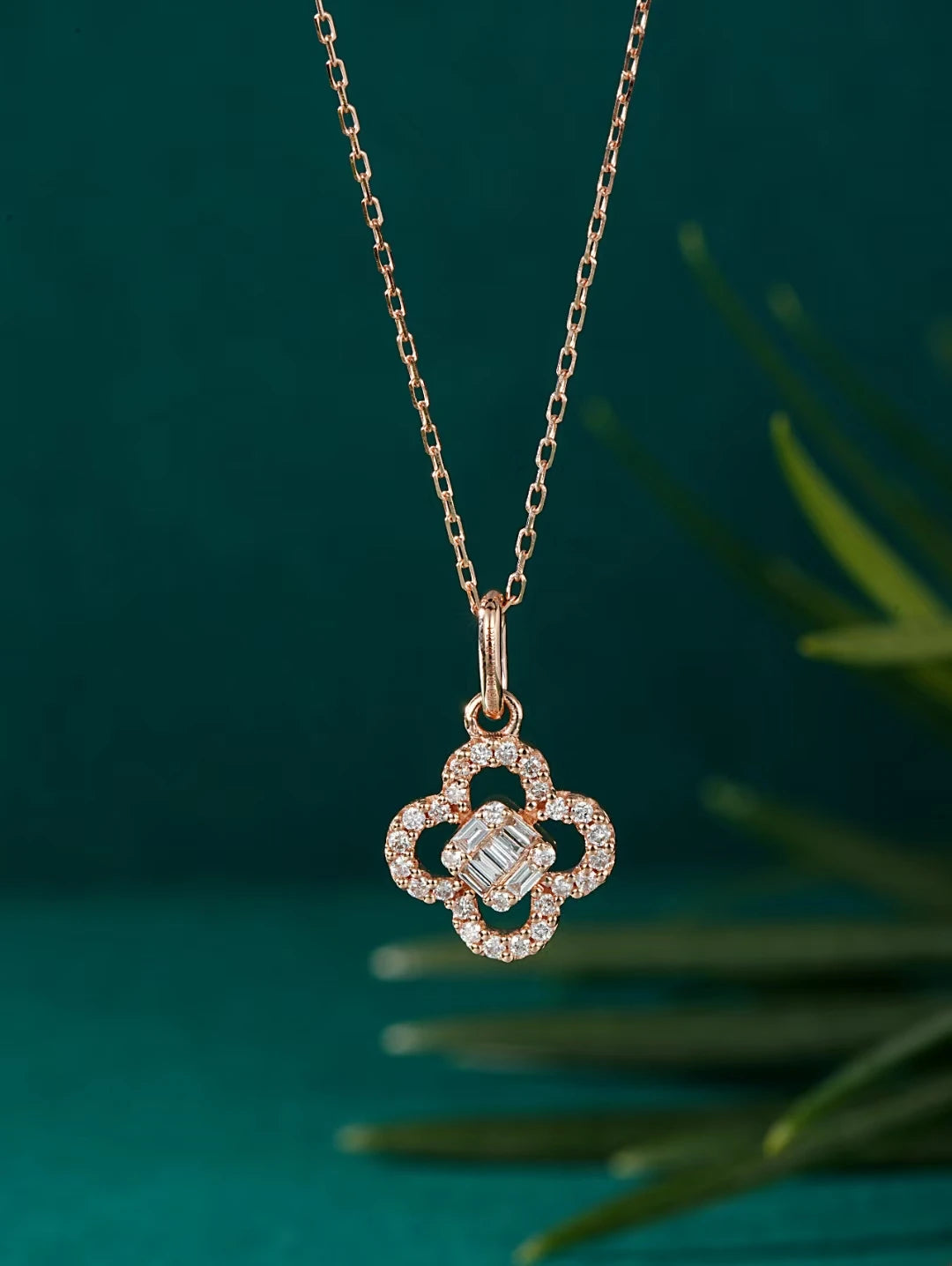 Necklace 18K Rose Gold 0.06ct White Diamonds Pendant Female's