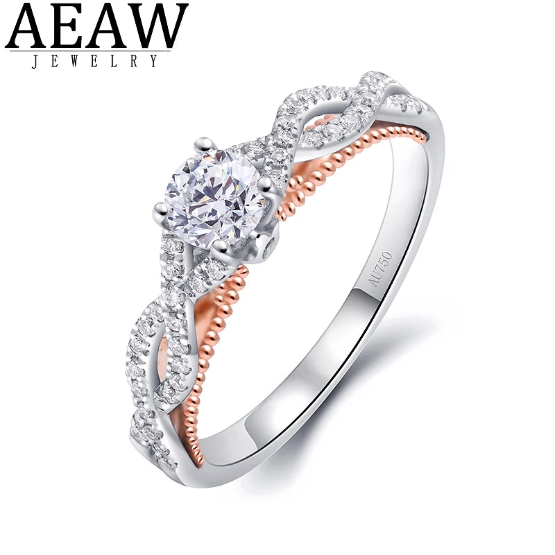 Ring 14K Two Tone Gold 0.5ct DE Lab Diamond Fine Female