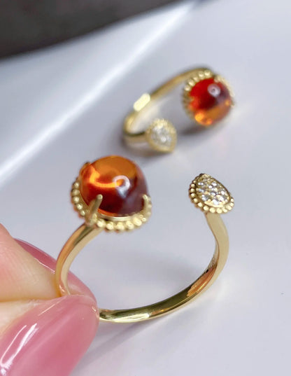 Ring 18K Gold 2.55ct Fanda Garnet Gemstone Female's Fine