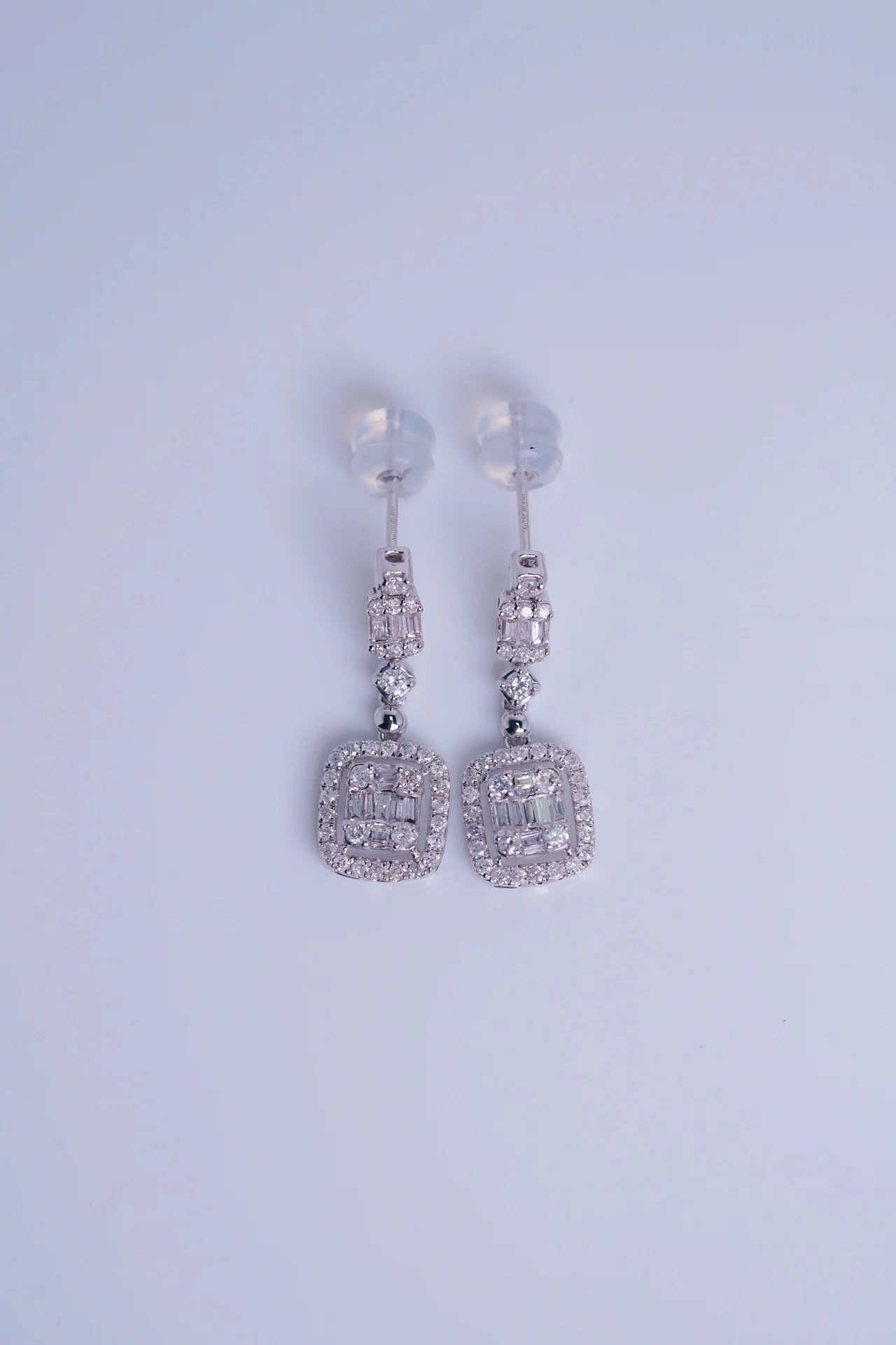 Earrings 18K White Gold 0.80ct White Diamonds Drop Female's Fine