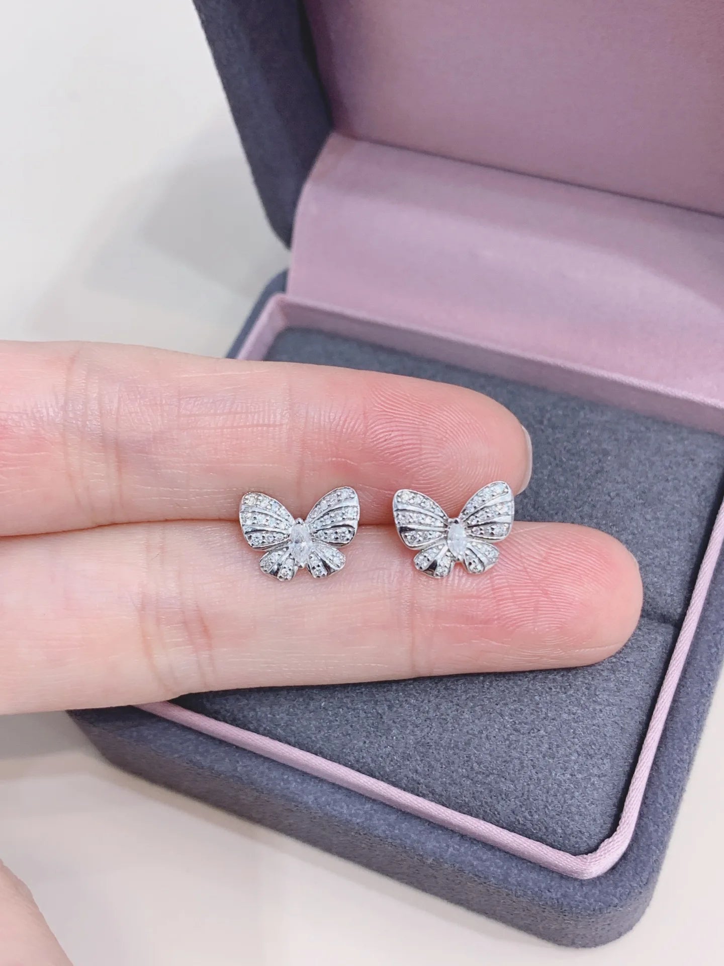 Earrings 18K White Gold 0.36ct White Diamonds Drop Female's Fine