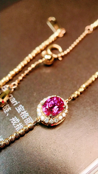 Bracelet 18K Gold 0.08ct Pink Diamonds Gemstones Female's Holiday